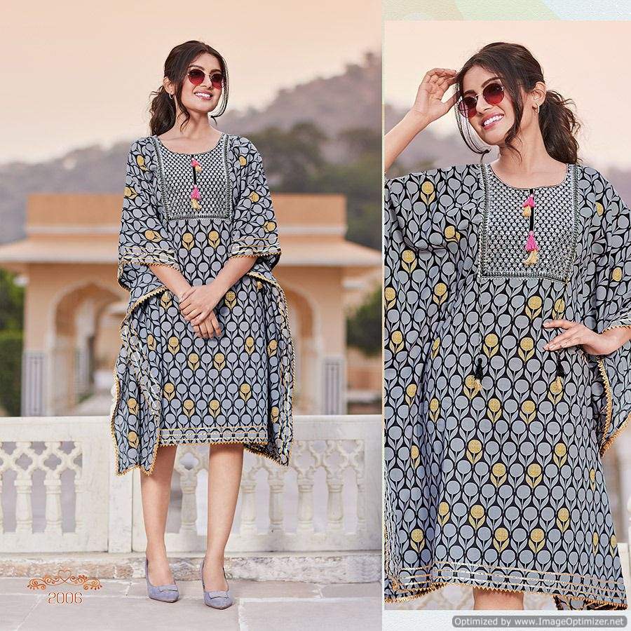 Cocktail 2 Stylish Fancy Ethnic Wear Cotton Kaftan Kurti Collection